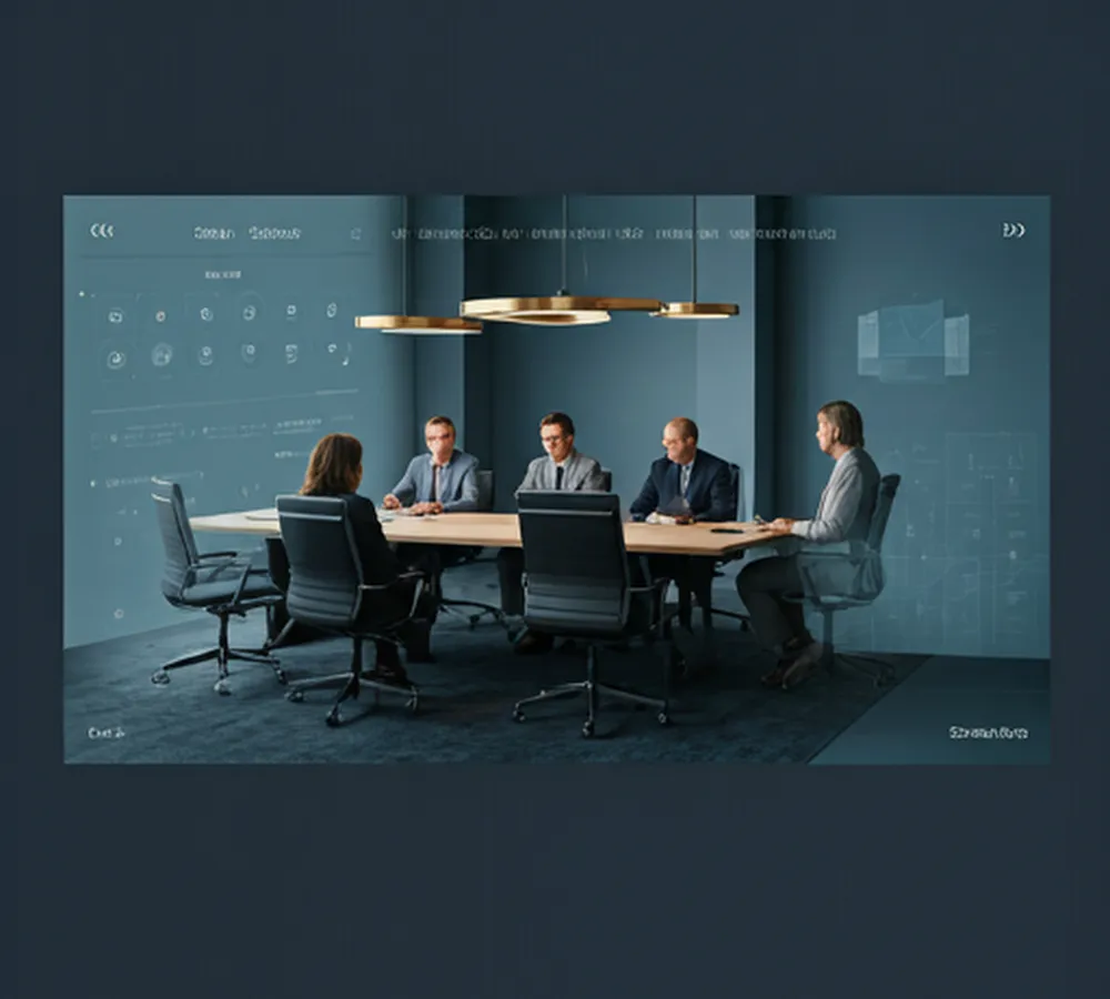 School administrators reviewing AI policy documents in a boardroom